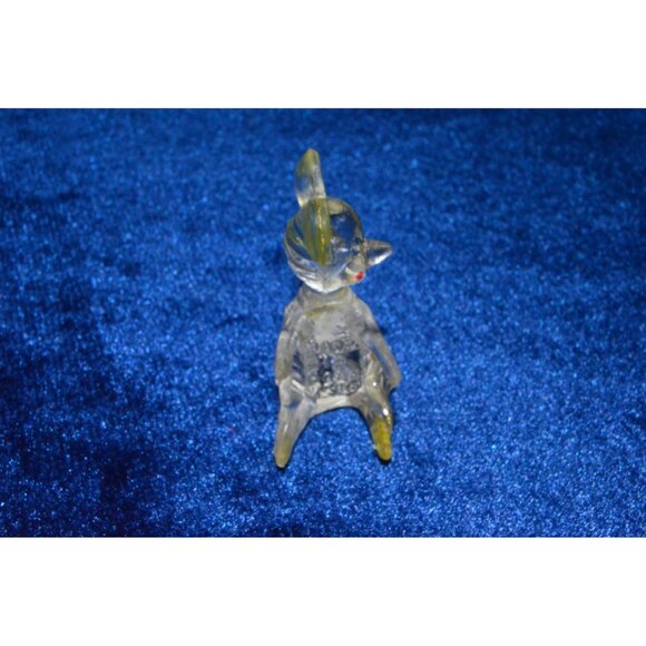 Vintage Plastic Mouse Figure Miniature Lucite Clear Yellow Acrylic Trinket Hong - Picture 3 of 8